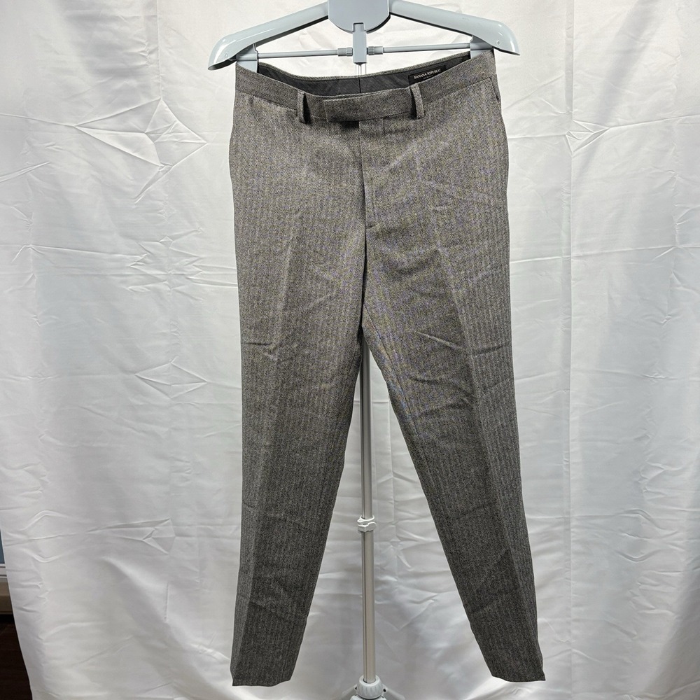 Banana Republic Pants Men’s 31x32 Gray Herringbone Wool Marzotto 110s Slim Fit